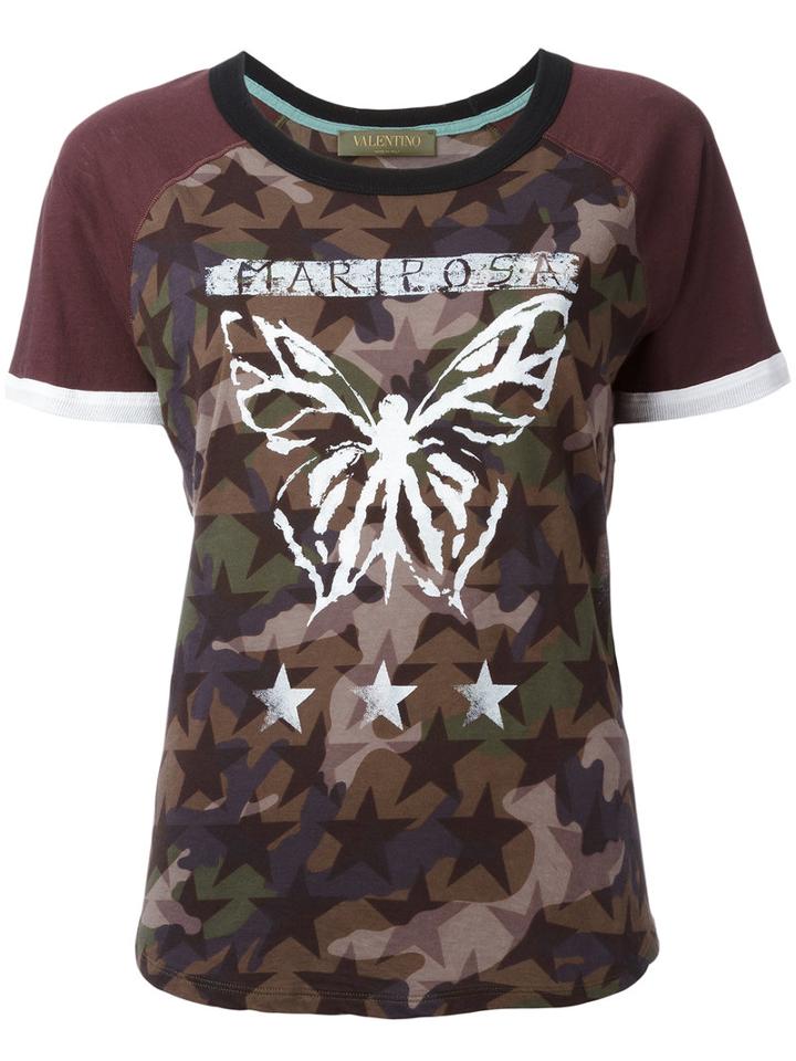 Valentino Print Camouflage T-shirt, Women's, Size: Medium, Cotton