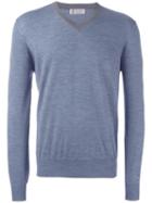 Brunello Cucinelli V-neck Jumper, Men's, Size: 50, Blue, Cashmere/wool