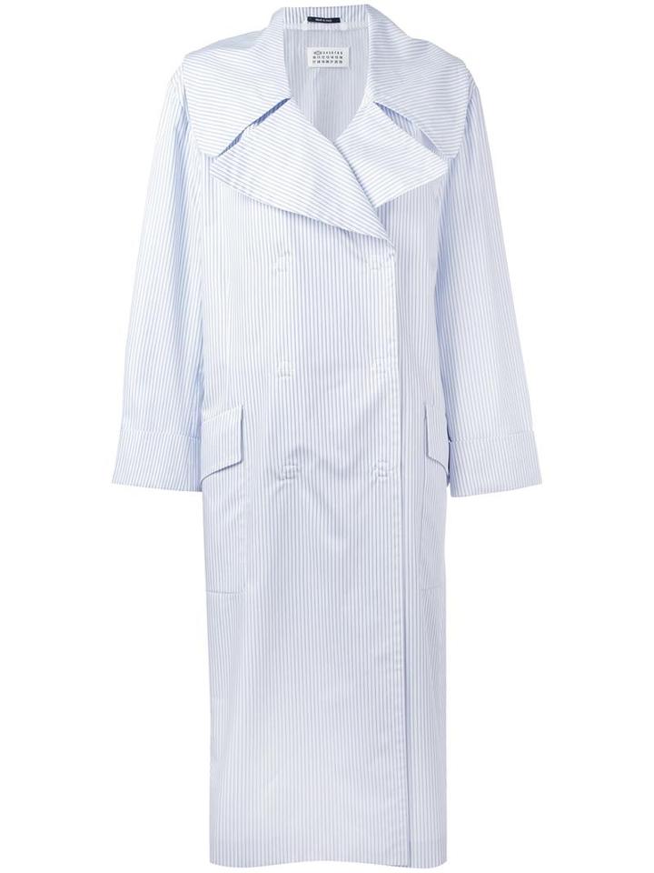 Maison Margiela Striped Oversize Coat, Women's, Size: 38, Blue, Cotton/polyamide/viscose