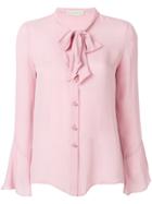 Etro Sheer Pussy-bow Blouse - Pink & Purple