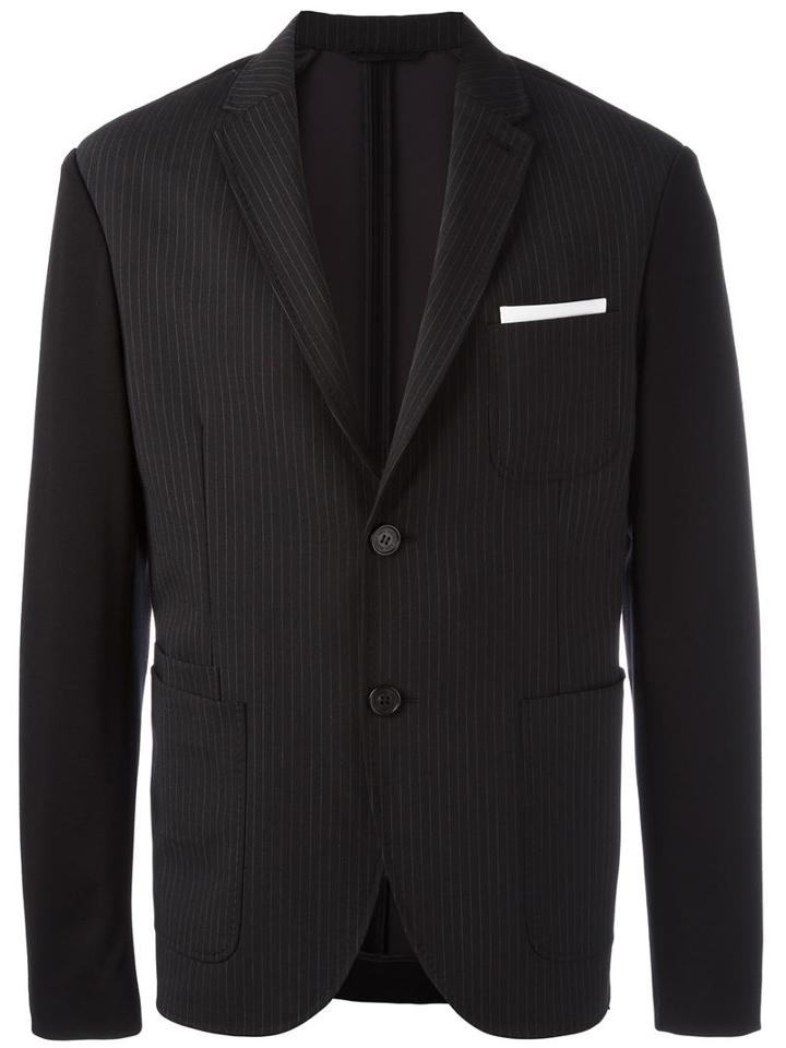 Neil Barrett Pinstripe Blazer, Men's, Size: 48, Black, Viscose/virgin Wool/polyester/polyester