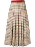 Gucci Pleated Check Midi Skirt - Nude & Neutrals