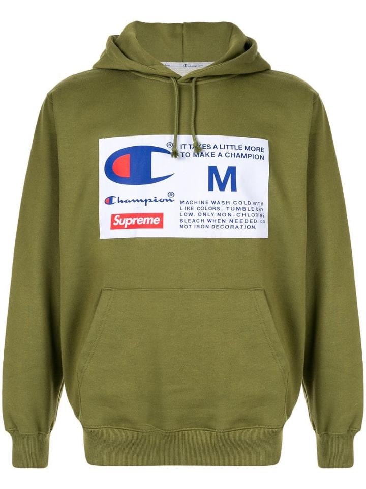 Supreme Champion Label Hooded Sweatshirt - Green