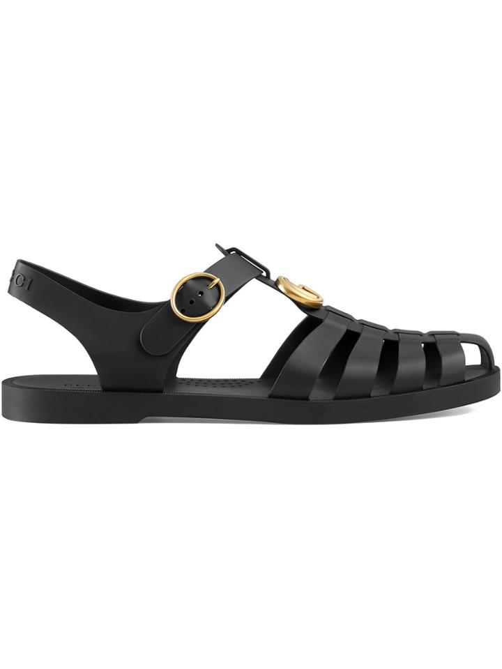 Gucci Rubber Buckle Strap Sandals - Black