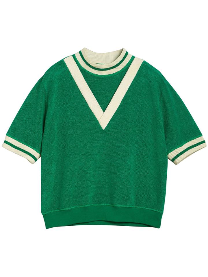 Burberry Stripe Detail Cotton Terry Top - Green