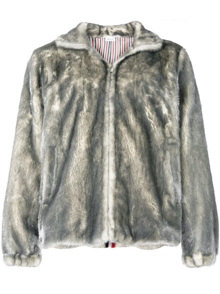 Thom Browne Painted Mink Fur Funnel Collar Jacket - Grey