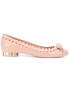 Salvatore Ferragamo Flower Heel Ballerina Flats - Pink & Purple