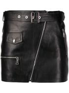 Manokhi Biker Belted Mini Skirt - Black