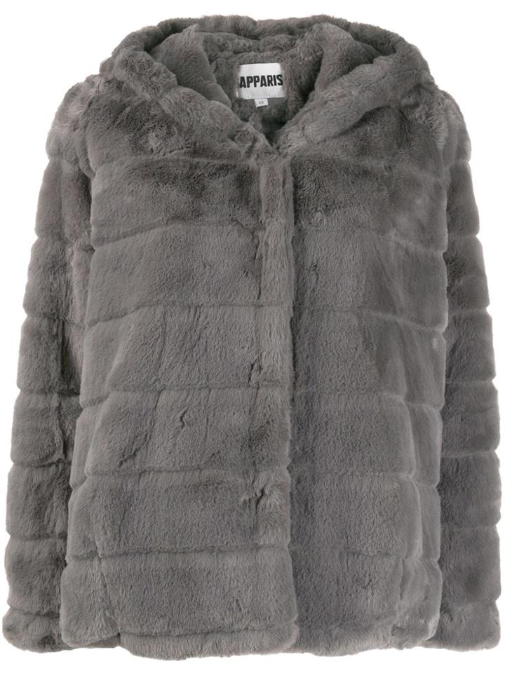 Apparis Hooded Faux-fur Jacket - Grey