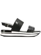 Hogan Striped Sole Platform Sandals - Black