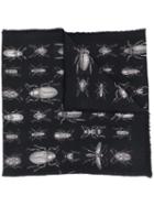 Alexander Mcqueen Insect Frayed-edge Scarf - Black