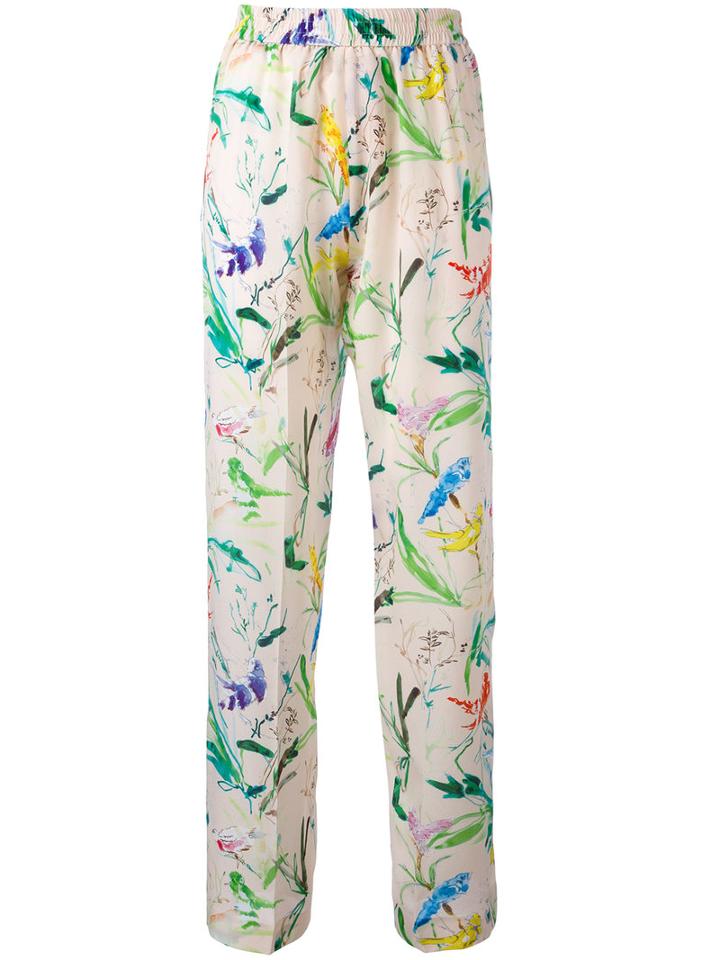 No21 Floral Print Trousers, Women's, Size: 44, Nude/neutrals, Silk