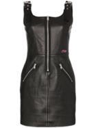 Heron Preston Leather Zipper Sleeveless Mini Dress - Black