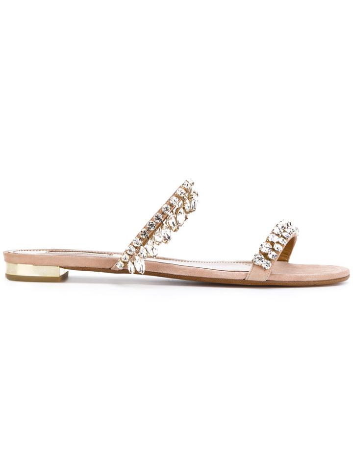Aquazzura Eden Flat Sandals - Nude & Neutrals