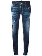 Dsquared2 Skinny Ripped Stonewash Jeans - Blue