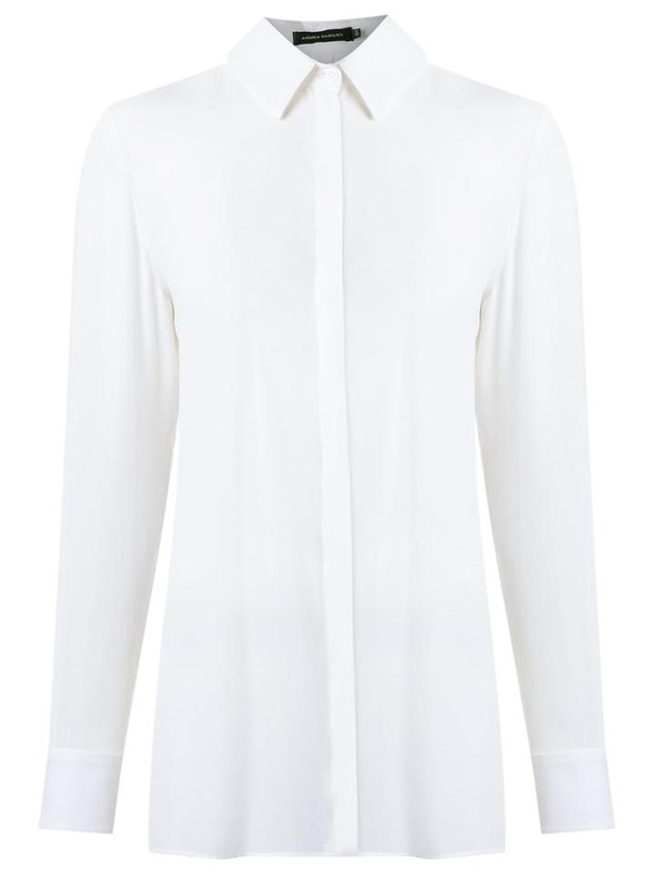 Andrea Marques Classic Shirt, Women's, Size: 40, White, Silk