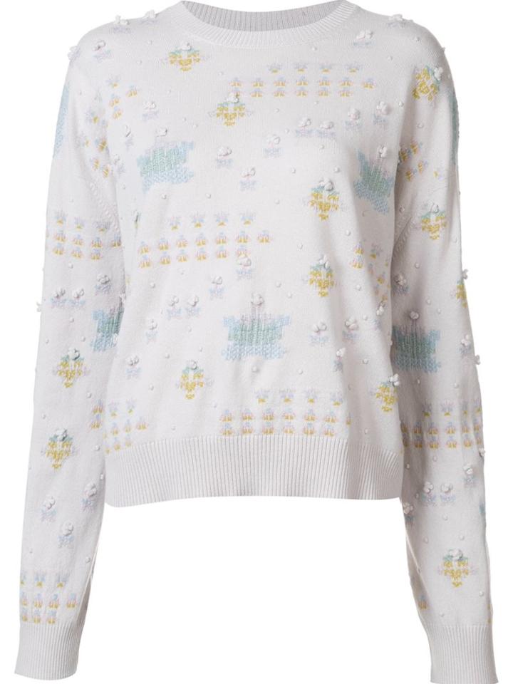 Barrie Cashmere 'alyx' Embroidered Jumper, Women's, Size: Small, White, Cashmere