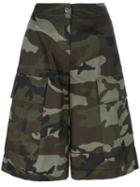 Mm6 Maison Margiela Camouflage Print Shorts, Women's, Size: 40, Green, Cotton