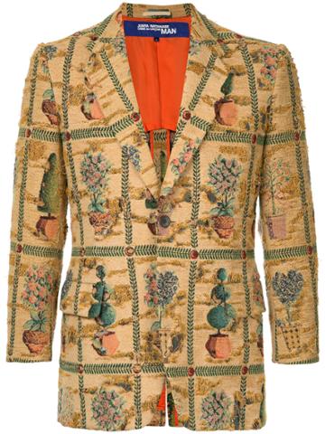 Junya Watanabe Vintage Distressed Blazer With Port Plant Embroidery -