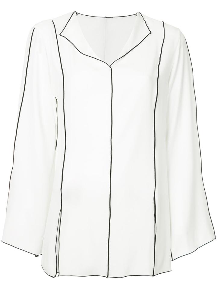 Astraet Contrast Trim Blouse - White