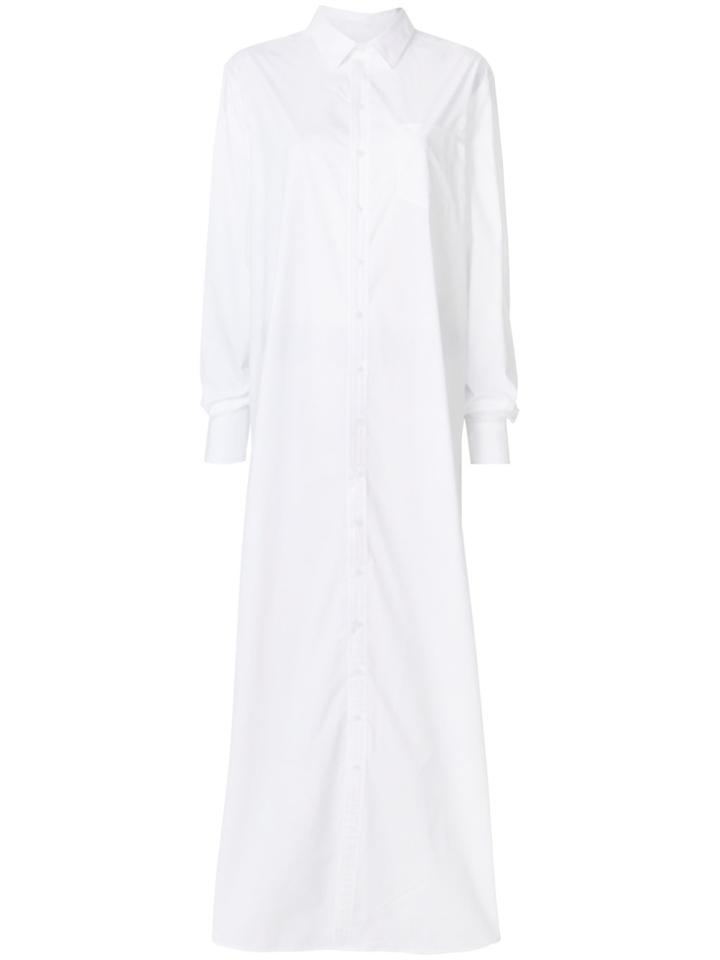 Brognano Ruffle Trim Maxi Shirt Dress - White