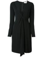 Michael Michael Kors Wrap Detail V-neck Dress, Women's, Size: 2, Black, Polyester/spandex/elastane