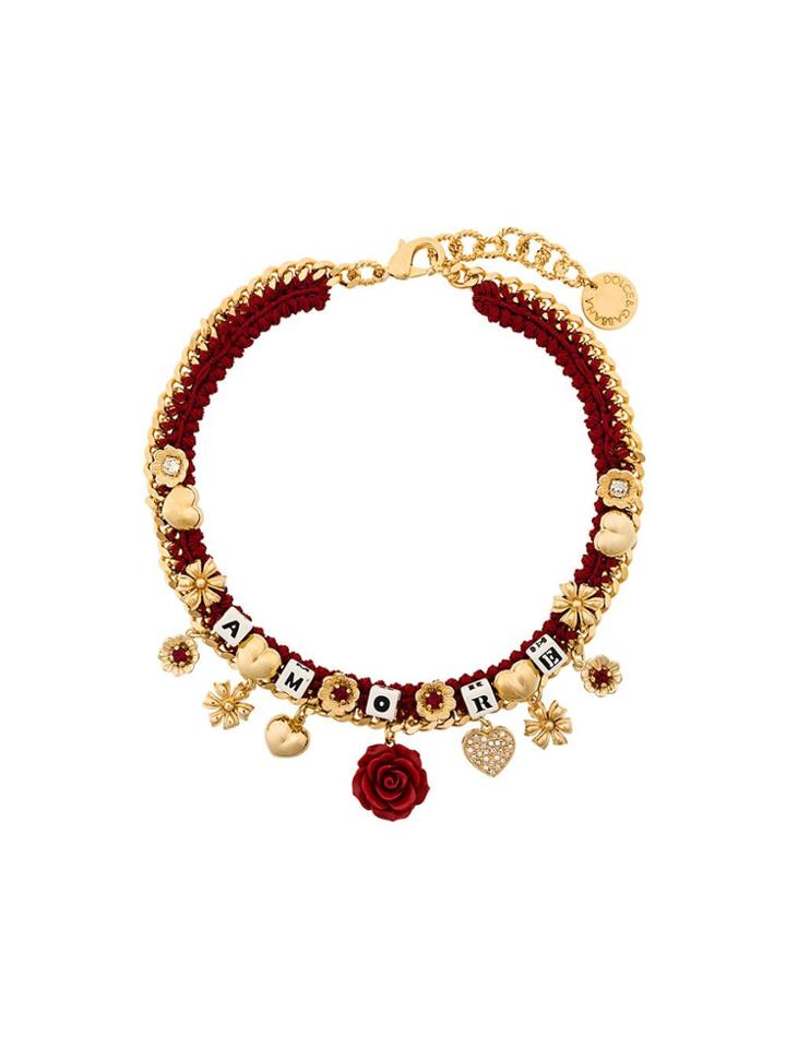 Dolce & Gabbana Amore Woven Necklace - Red