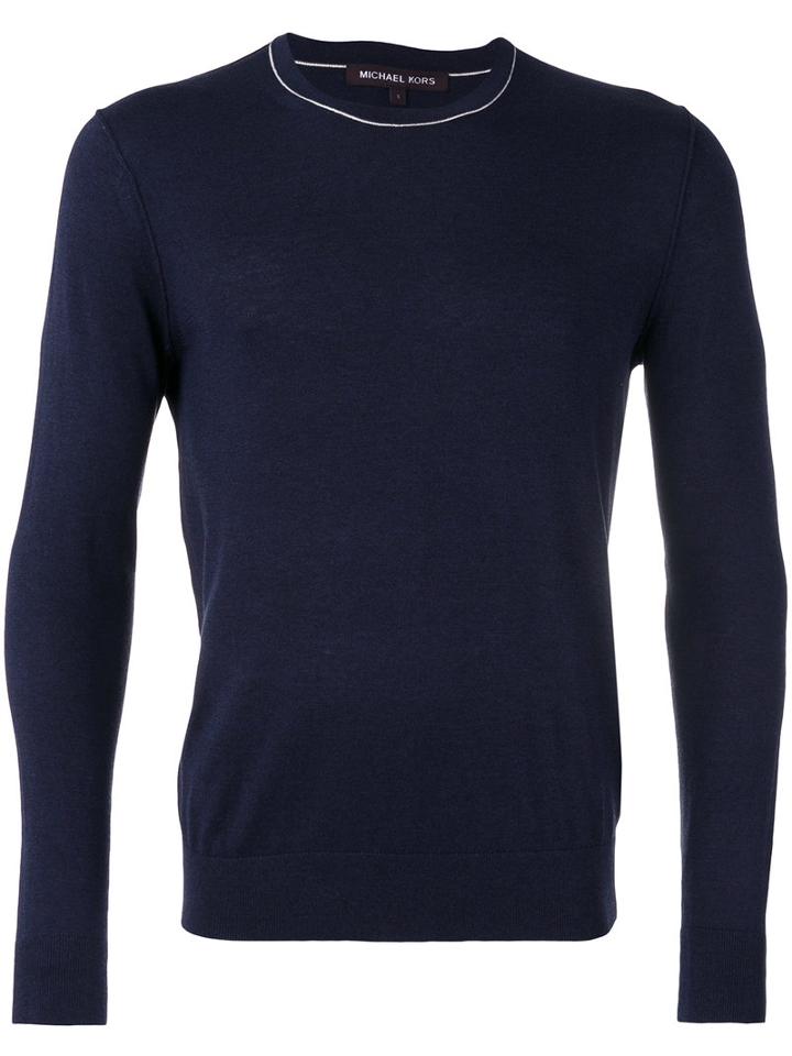 Michael Kors Crew Neck Sweater, Men's, Size: Xl, Blue, Silk/cotton