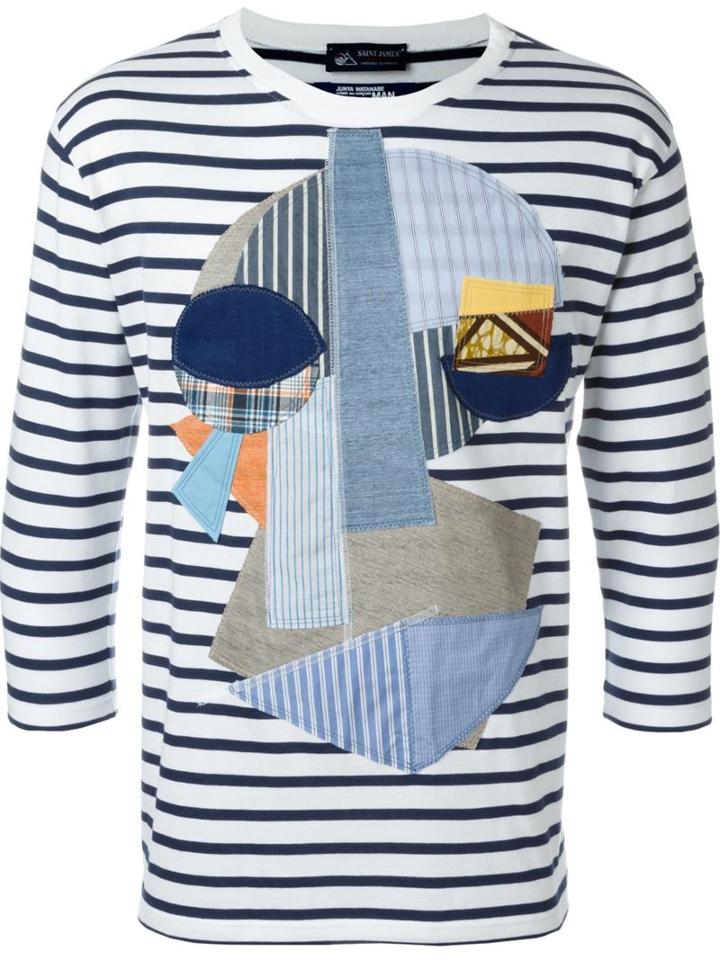 Junya Watanabe Comme Des Garçons Man Junya Watanabe Comme Des Garçons Man X Saint James Striped T-shirt, Men's, Size: L, Blue, Cotton