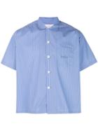 Second/layer Pinstripe Boxy Fit Shirt - Blue