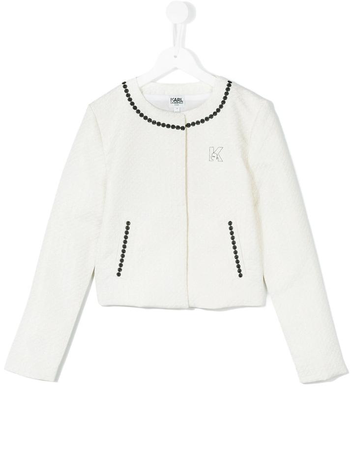 Karl Lagerfeld Kids - Brocade Jacket - Kids - Cotton/polyester/lyocell/metallic Fibre - 16 Yrs, Girl's, Nude/neutrals