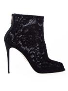Dolce & Gabbana Floral Lace Boooties - Black
