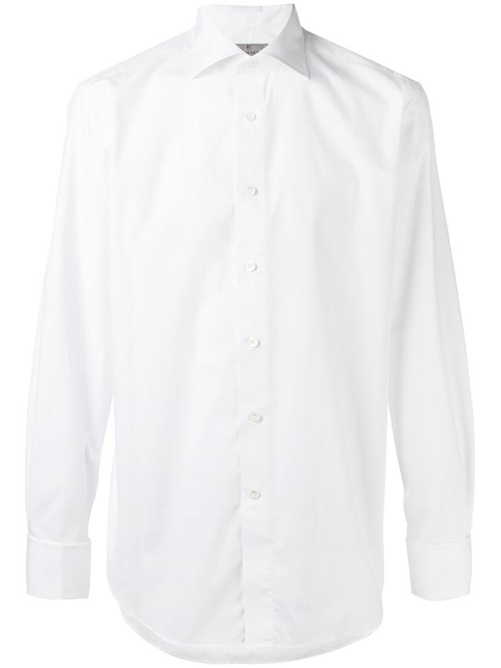 Canali Classic Buttoned Shirt, Men's, Size: 43, White, Cotton