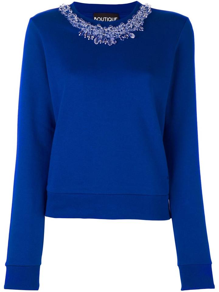 Boutique Moschino Embellished Sweatshirt, Women's, Size: 42, Blue, Cotton/plastic