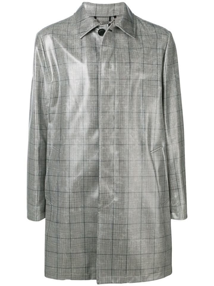 Versace Check Midi Coat - Grey