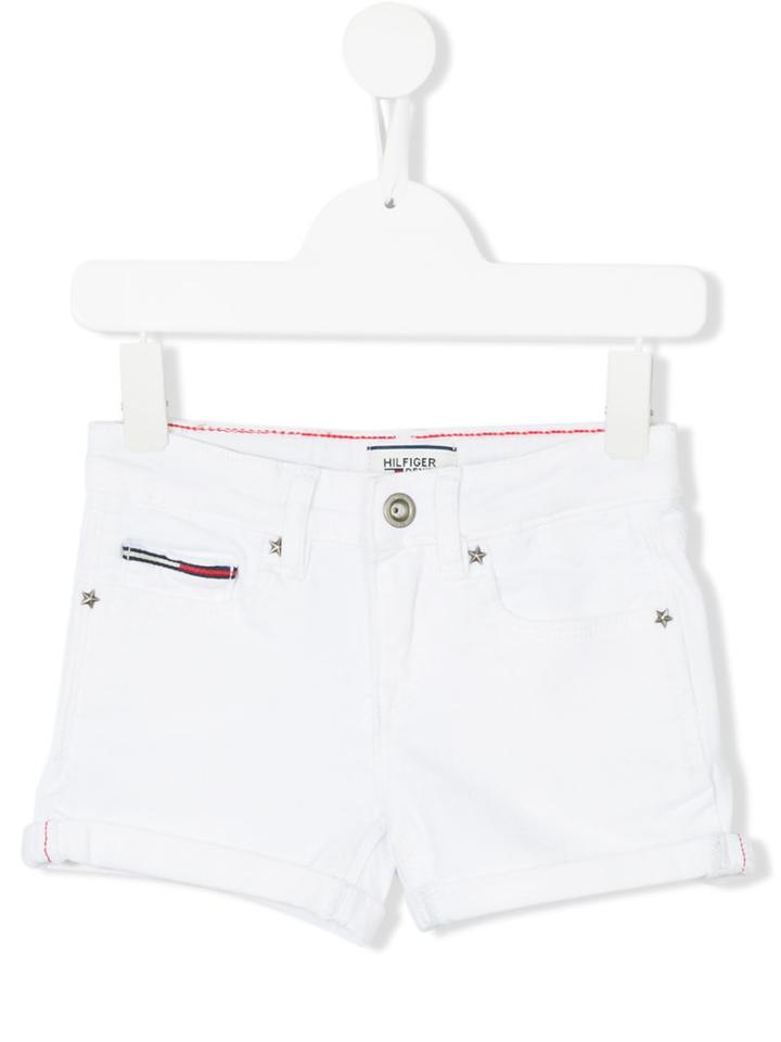Tommy Hilfiger Junior - Embroidered Logo Denim Shorts - Kids - Cotton/spandex/elastane - 6 Yrs, White