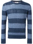 Brunello Cucinelli Stripes Detail Ribbed Trim Jumper, Men's, Size: 54, Blue, Cotton/linen/flax
