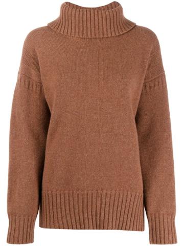 Pringle Of Scotland Guernsey Stitch Roll Neck Sweater - Brown