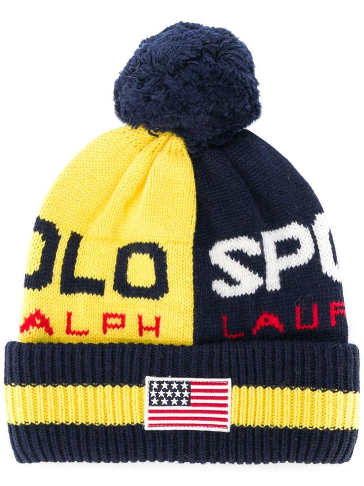 Ralph Lauren Contrast Logo Beanie Hat - Blue