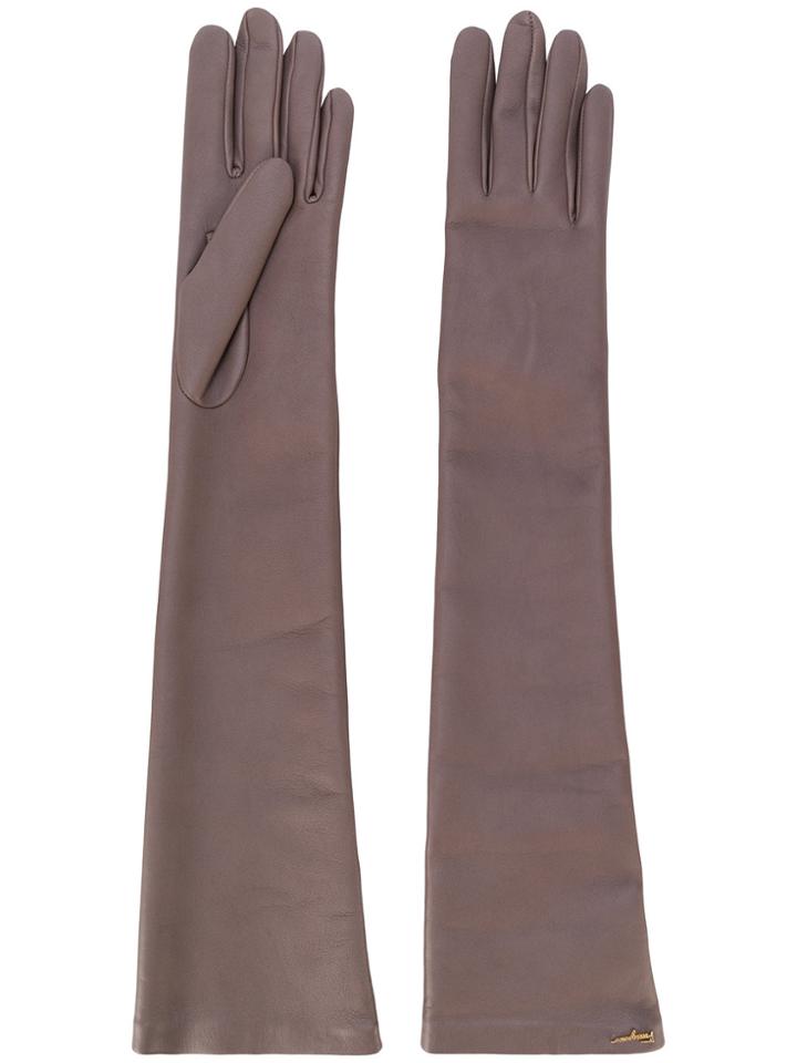 Salvatore Ferragamo Long Leather Gloves - Nude & Neutrals