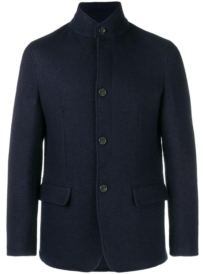 Z Zegna Mandarin Collar Blazer - Blue