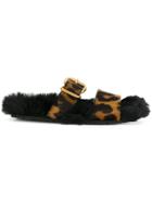 Prada Leopard Buckle Sandals - Black