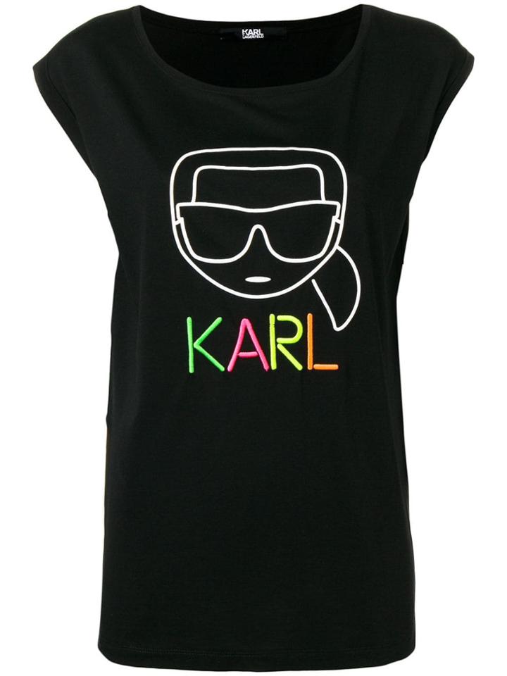 Karl Lagerfeld Sleeveless Logo Top - Black