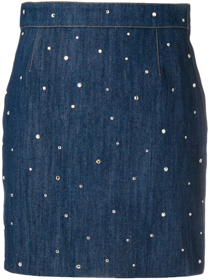 Miu Miu Embellished Denim Mini Skirt - Blue