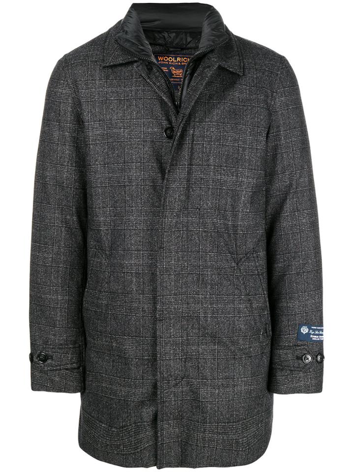 Woolrich Padded Lining Checked Coat - Grey