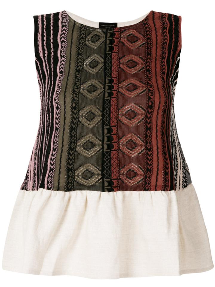 Roberto Collina Striped Ruffle Trim Blouse - Nude & Neutrals