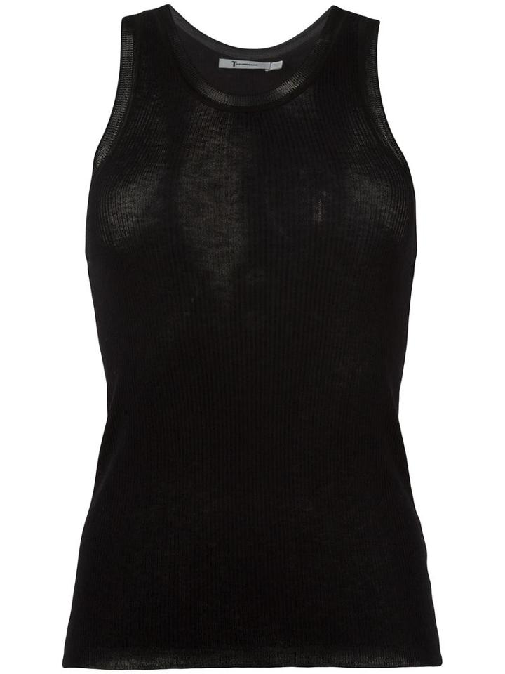 T By Alexander Wang Ribbed Tank Top, Women's, Size: Small, Black, Silk/nylon/viscose/wool