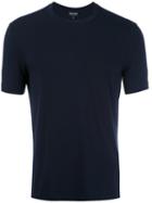Giorgio Armani Plain T-shirt, Men's, Size: 46, Blue, Spandex/elastane/viscose