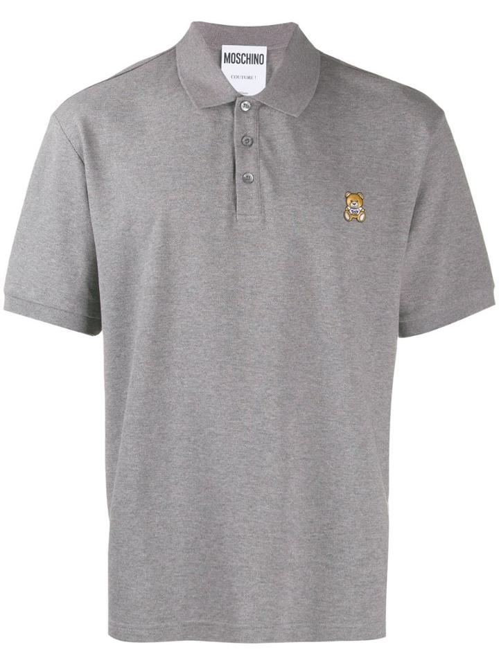Moschino Embroidered Teddybear Polo Shirt - Grey