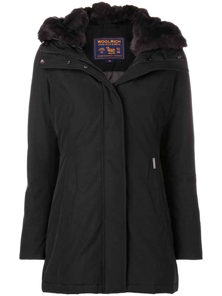Woolrich Fur Hood Trim Padded Jacket - Black